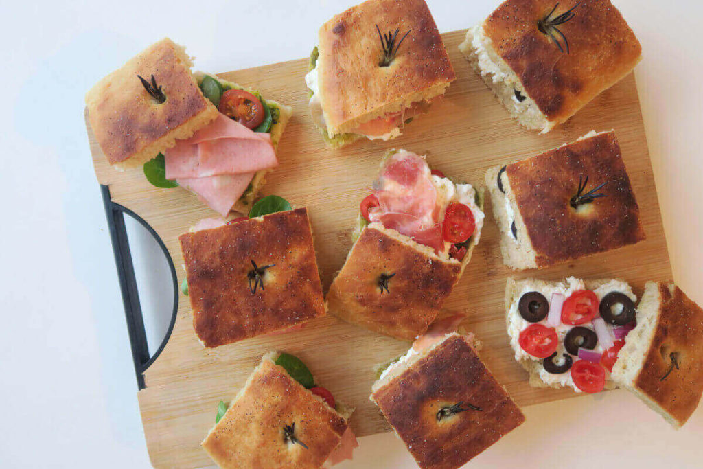 Focaccia version mini sandwichs