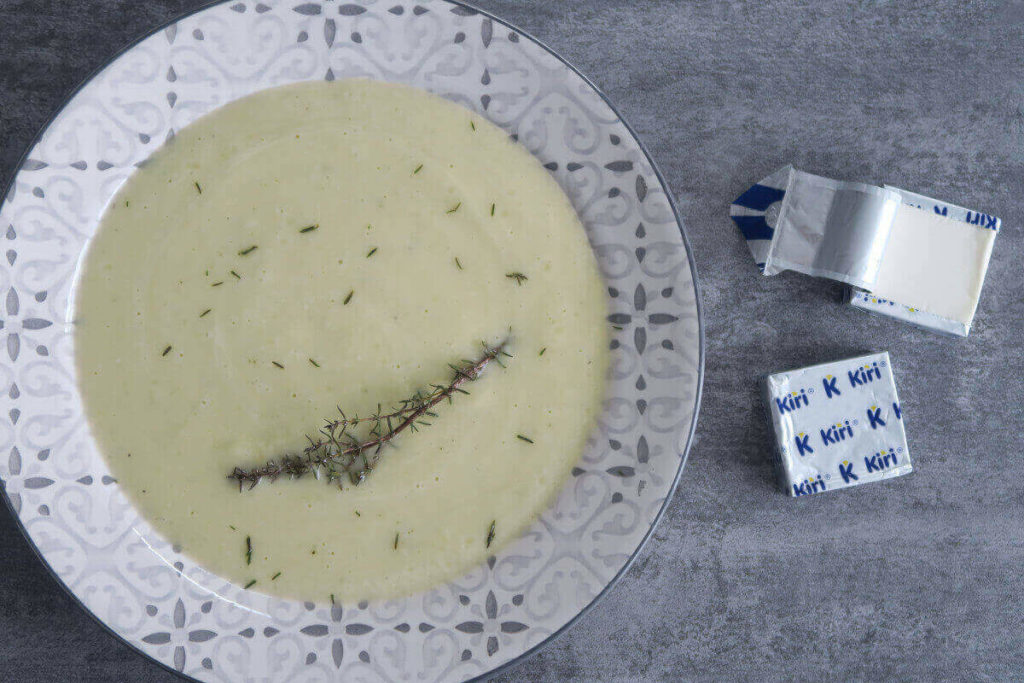 Velouté de courgettes au Kiri et au thym