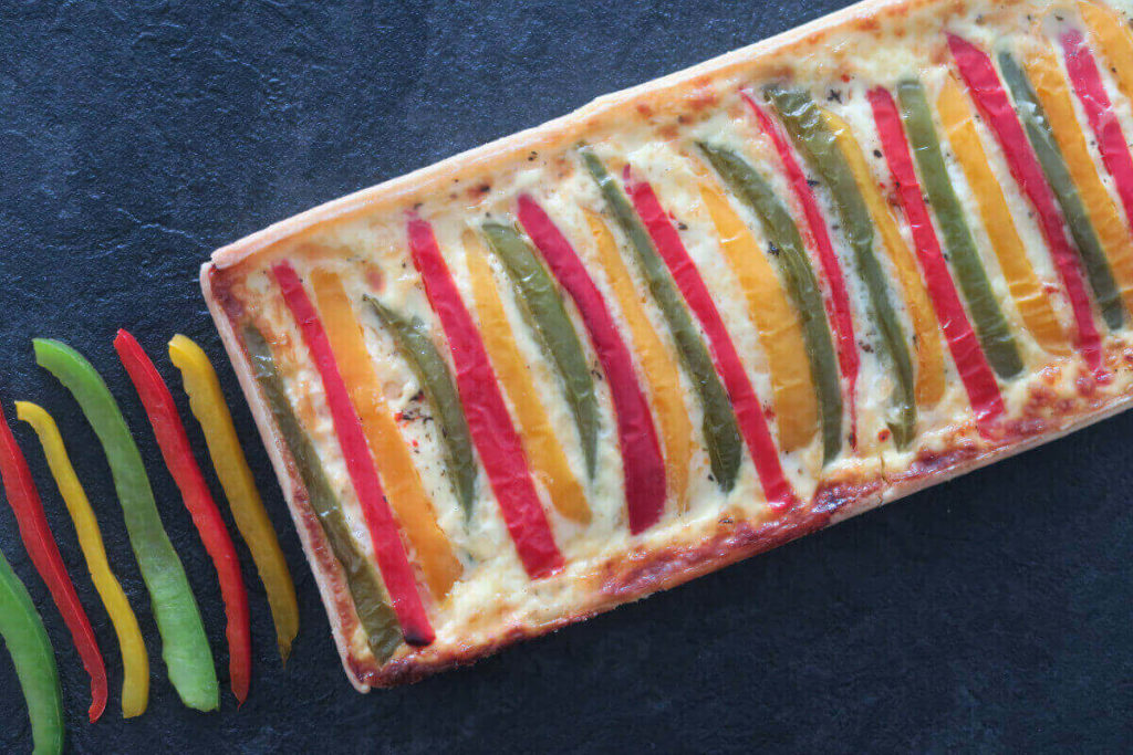 Quiche jambon, feta et poivrons